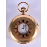 A FINE ANTIQUE 18CT YELLOW GOLD AND ENAMEL HALF HUNTER POCKET WATCH Klaftengerger of London. 103 gra