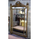 A FINE LARGE 19TH CENTURY EUROPEAN CARVED GILTWOOD MIRROR with well carved etched glass. 165 cm x 10