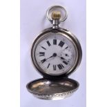 AN ANTIQUE SILVER POCKET WATCH. 110 grams overall. 6 cm wide.