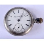 AN AMERICAN SILVER POCKET WATCH. 5.25 cm diameter. 141 grams. 5.25 cm diameter.