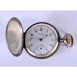 AN ANTIQUE FULL HUNTER SILVER POCKET WATCH. 39 grams. 3.5 cm wide.