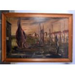 European School (20th Century) Oil on board, Abstract. Image 90 cm x 62 cm.