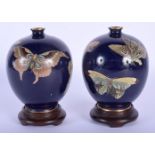 A LOVELY PAIR OF 19TH CENTURY JAPANESE MEIJI PERIOD CLOISONNE ENAMEL VASES Attributed to Hayashi Kod