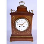 AN ANTIQUE IRISH BRASS INLAID BRACKET CLOCK Weir & Sons Dublin. 38 cm x 20 cm.