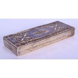 AN EARLY 20TH CENTURY NEO CLASSICAL FRENCH SILVER AND ENAMEL BOX inset with brightly polished stones
