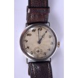 A VINTAGE UNICORN STAINLESS STEEL WRISTWATCH with Rolex movement. 3.25 cm wide inc crown.