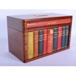 A RARE 1950S DUNHILL FAUX BOOK CIGAR HUMIDOR with hidden lock and rising top. 30 cm x 20 cm.