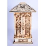 A 19TH CENTURY JAPANESE MEIJI PERIOD CARVED BONE BUDDHISTIC CABINET formed with figures within an in