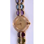 A LOVELY 18CT GOLD H STERN DIAMOND AND SEMI PRECIOUS STONE WRISTWATCH. 50 grams overall. Dial 2.5 cm
