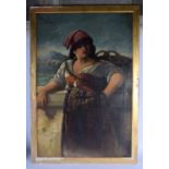 Italian School (19th Century) Gypsy Girl, Oil on canvas. Image 90 cm x 65 cm.