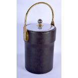 A LEATHER ICE BUCKET. 42 cm high inc handle.