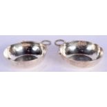 A PAIR OF MEXICAN SILVER WINE TASTERS. 280 grams. 12 cm x 9 cm.