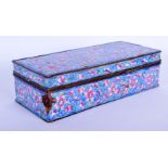 A 19TH CENTURY CHINESE CANTON ENAMEL BOX AND COVER painted with flowers. 17 cm x 8 cm.