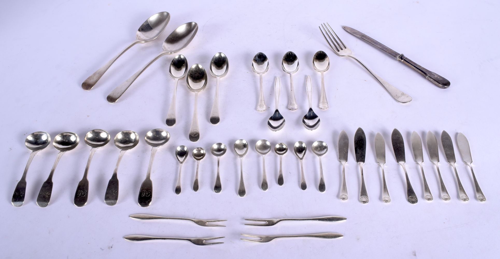 ASSORTED SILVER FLATWARE. London 1910 and later. 545 grams. (qty)