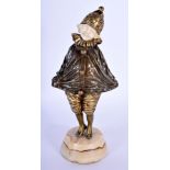 Demetre Chiparus (C1920) Cold painted bronze and ivory, Girl upon an onyx base. 24 cm high.