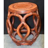 AN EARLY 20TH CENTURY CHINESE HARDWOOD CIRCULAR STAND Late Qing/Republic. 46 cm x 34 cm.