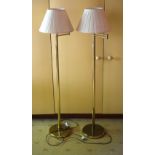A PAIR OF ART DECO STYLE BRASS SWIVEL TOP LAMPS. 144 cm high.