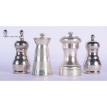 A CARTIER SILVER PEPPER POT together with an English silver pepper pot (Birmingham 1968) & two plate