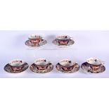 SIX EARLY 19TH CENTURY DERBY IMARI CUPS AND SAUCERS. Saucer 13 cm diameter. (12)