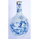 A RARE 17TH CENTURY ENGLISH DELFT BLUE AND WHITE TIN GLAZED VASE painted with Oriental figures withi