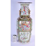 A LARGE 19TH CENTURY CHINESE CANTON FAMILLE ROSE PORCELAIN VASE Qing, painted with figures in variou