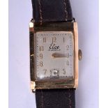 A 9CT GOLD ELCO WRISTWATCH. 23 grams overall. 2.5 cm x 3.5 cm.
