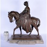 European School (19th/20th Century) F Hausmann, Bronze, Girl on a horse. 50 cm x 38 cm.