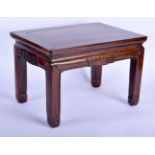 A SMALL 19TH CENTURY CHINESE CARVED HARDWOOD RECTANGULAR TABLE Qing. 40 cm x 27 cm.