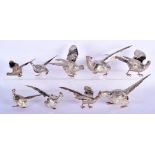 A FINE COLLECTION OF ENGLISH SILVER MODELS OF GAME BIRDS each modelled in various stances. 2196 gram