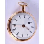 AN 18CT GOLD REPEATING POCKET WATCH. 67 grams overall. 4 cm diameter.
