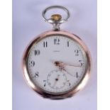 A SILVER OMEGA POCKET WATCH. 5 cm diameter.