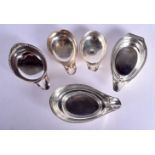 FIVE ANTIQUE SILVER PAP BOATS. London 1802 and later. 261 grams. Largest 12 cm x 5 cm. (5)