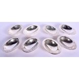 EIGHT DANISH SILVER HAMMERED DISHES. 222 grams. 8 cm x 5 cm. (8)