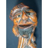 A VERY LARGE 18TH CENTURY EUROPEAN CARVED FRUITWOOD WALKING CANE with large figural head terminal. 1