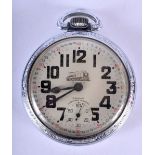 AN AMERICAN LOCOMOTIVE POCKET WATCH. 5 cm diameter.