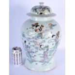 A LARGE EARLY 20TH CENTURY CHINESE FAMILLE ROSE PORCELAIN JAR AND COVER Guangxu/Republic, painted wi