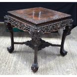A FINE 19TH CENTURY CHINESE HONGMU HARDWOOD TABLE Qing, of square form, decorated with dragons. 70 c