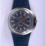 A VINTAGE OMEGA DYNAMIC BLUE DIAL WRISTWATCH. 4.5 cm x 3.75 cm.