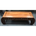 A LATE 19TH CENTURY CHINESE HARDWOOD SCROLLING OPIUM TABLE Qing. 105 cm x 48 cm x 30 cm.