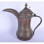 A 19TH CENTURY MIDDLE EASTERN KUFIC TYPE COPPER COFFEE POT. 28 cm x 25 cm.