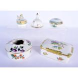 A HUNGARIAN HEREND PORCELAIN BOX AND COVER together with three other Herend pieces & another. Larges