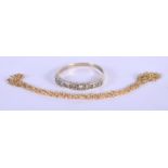 A 9CT GOLD RING and gold chain. Ring Q/R. Chain 42 cm long. 2 grams. (2)