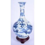 A 1960S CHINESE BLUE AND WHITE PORCELAIN VASE painted with dragons. 18 cm high.