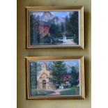 Hungarian School (20th Century) Geza, Pair of oil on canvas, Landscapes. Image 28 cm x 20 cm.