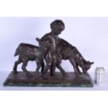 Richard Fath (1900-1952) French, Bronze, Boy with goats. 60 cm x 44 cm.