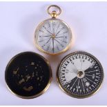 TWO 19TH CENTURY COMPASS. Largest 5.25 cm diameter. (2)