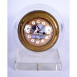 A RARE 19TH CENTURY FRENCH CRYSTAL BALL GLASS AND ENAMEL DESK CLOCK of very unusual form, the dial p