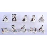 A COLLECTION OF TEN ANTIQUE GERMAN PORCELAIN FAIRINGS including erotic and spanking scenes. (10)