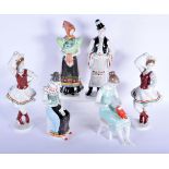SIX LARGE HUNGARIAN HOLLOHAZA PORCELAIN FIGURES modelled in various forms. 30 cm high. (6)