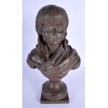 A FINE 19TH CENTURY FRENCH TERRACOTTA BUST OF A GIRL After Houdon (1741-1828). 33 cm x 15 cm.